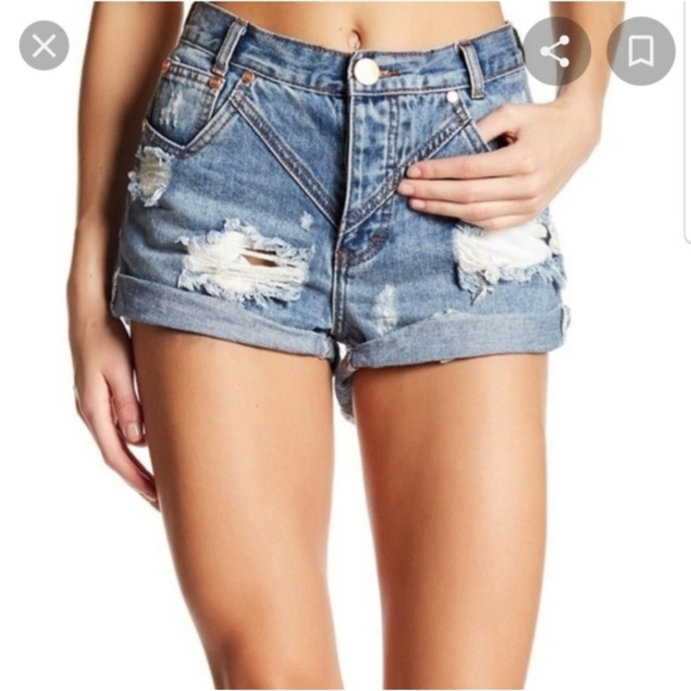 One X Oneteaspoon Button Fly Distressed Size 22 Shorts